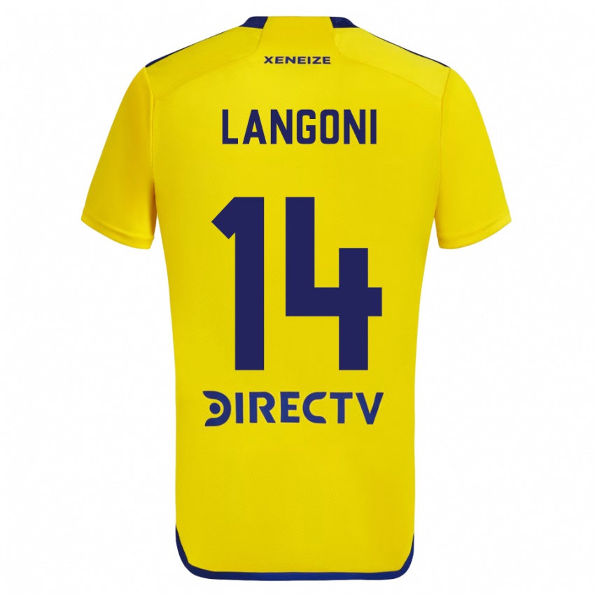 Kinder Luca Langoni #14 Gelb Blau Auswärtstrikot Trikot 2024/25 T-Shirt Schweiz