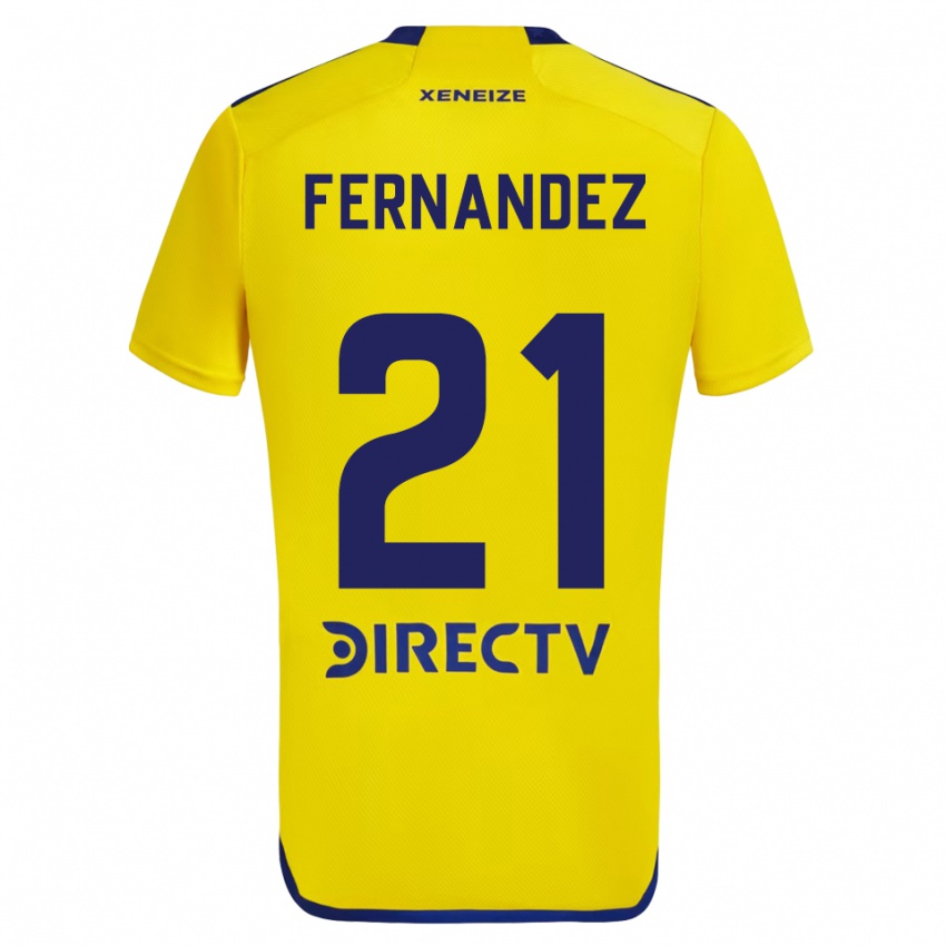 Kinder Ezequiel Fernandez #21 Gelb Blau Auswärtstrikot Trikot 2024/25 T-Shirt Schweiz