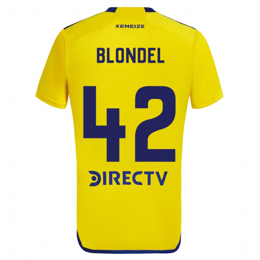 Kinder Lucas Blondel #42 Gelb Blau Auswärtstrikot Trikot 2024/25 T-Shirt Schweiz