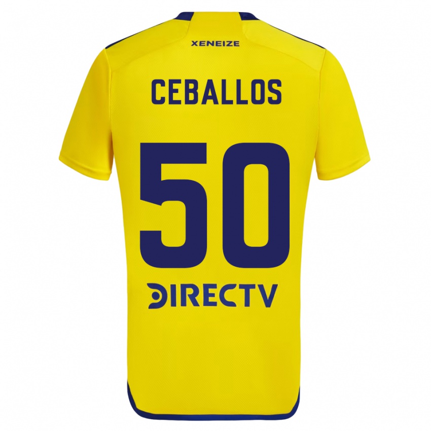 Kinder Julián Ceballos #50 Gelb Blau Auswärtstrikot Trikot 2024/25 T-Shirt Schweiz