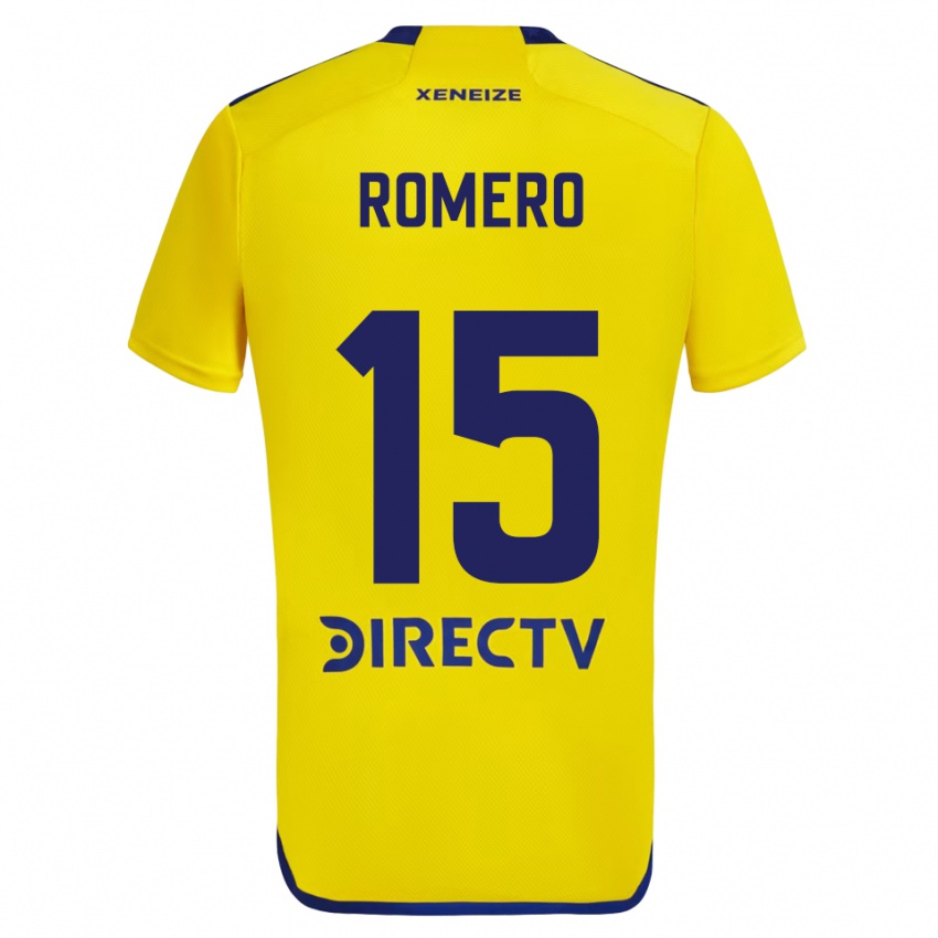 Kinder Alejo Romero #15 Gelb Blau Auswärtstrikot Trikot 2024/25 T-Shirt Schweiz