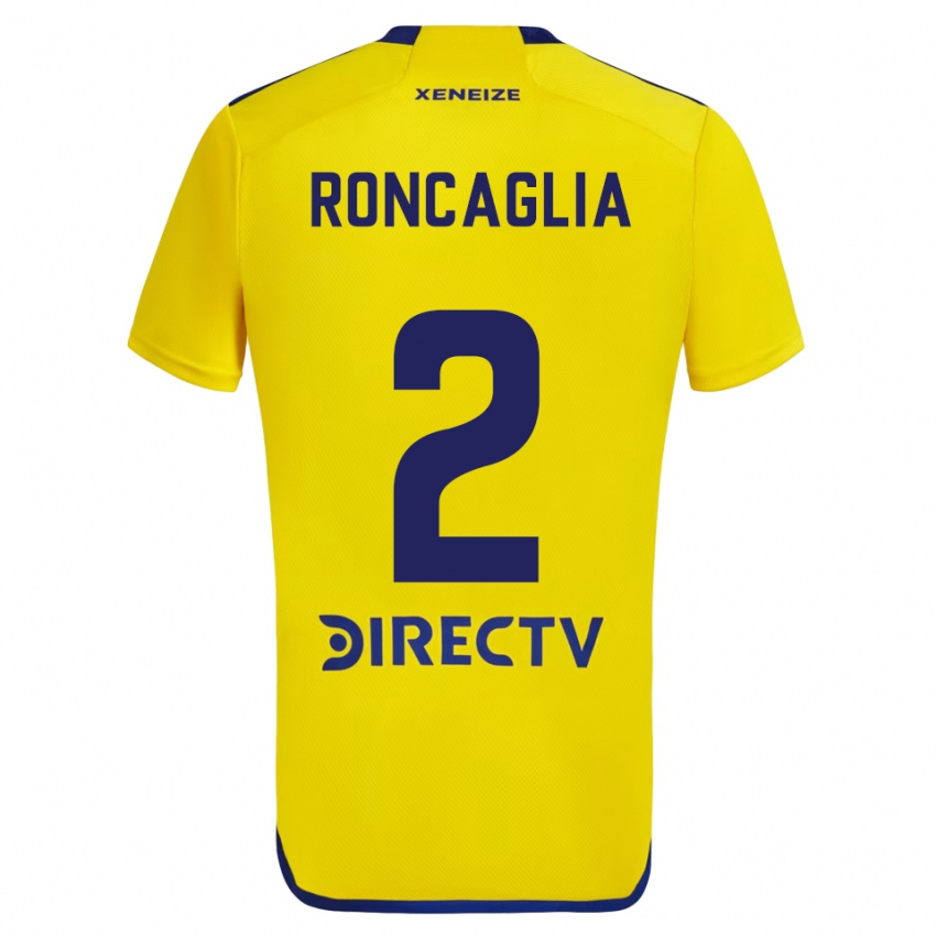 Kinder Facundo Roncaglia #2 Gelb Blau Auswärtstrikot Trikot 2024/25 T-Shirt Schweiz