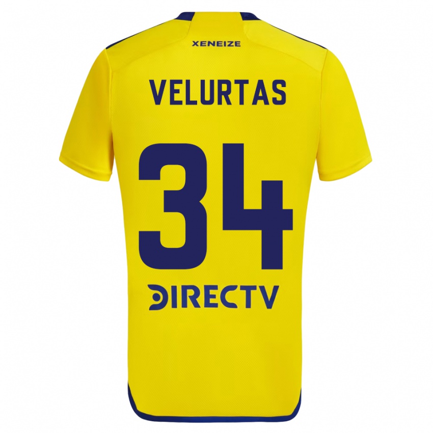 Kinder Pedro Velurtas #34 Gelb Blau Auswärtstrikot Trikot 2024/25 T-Shirt Schweiz