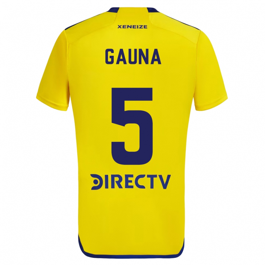 Kinder Santiago Gauna #5 Gelb Blau Auswärtstrikot Trikot 2024/25 T-Shirt Schweiz