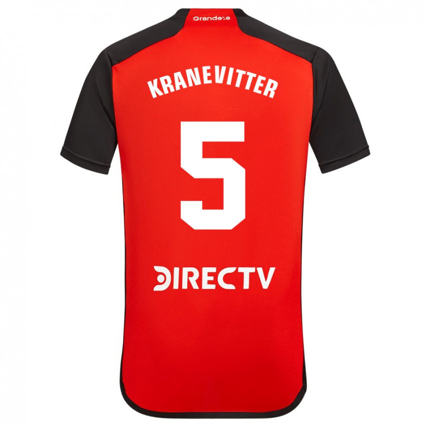 Kinder Matías Kranevitter #5 Rot Schwarz Weiß Auswärtstrikot Trikot 2024/25 T-Shirt Schweiz