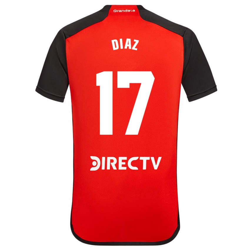 Kinder Paulo Diaz #17 Rot Schwarz Weiß Auswärtstrikot Trikot 2024/25 T-Shirt Schweiz