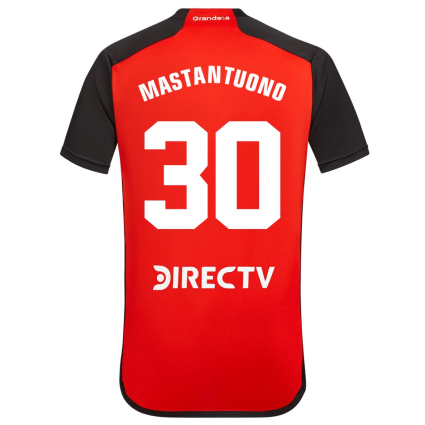 Kinder Franco Mastantuono #30 Rot Schwarz Weiß Auswärtstrikot Trikot 2024/25 T-Shirt Schweiz