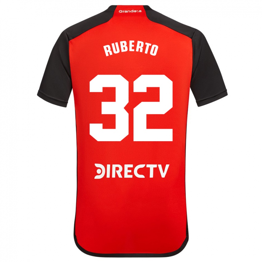 Kinder Agustín Ruberto #32 Rot Schwarz Weiß Auswärtstrikot Trikot 2024/25 T-Shirt Schweiz