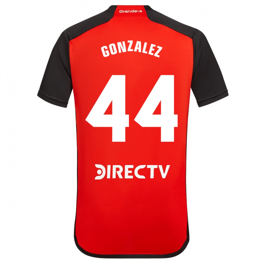 Kinder Alexis González #44 Rot Schwarz Weiß Auswärtstrikot Trikot 2024/25 T-Shirt Schweiz