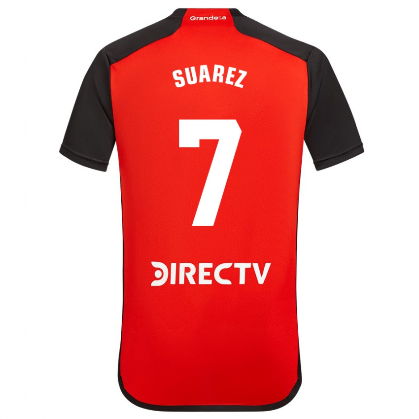 Kinder Matias Suarez #7 Rot Schwarz Weiß Auswärtstrikot Trikot 2024/25 T-Shirt Schweiz