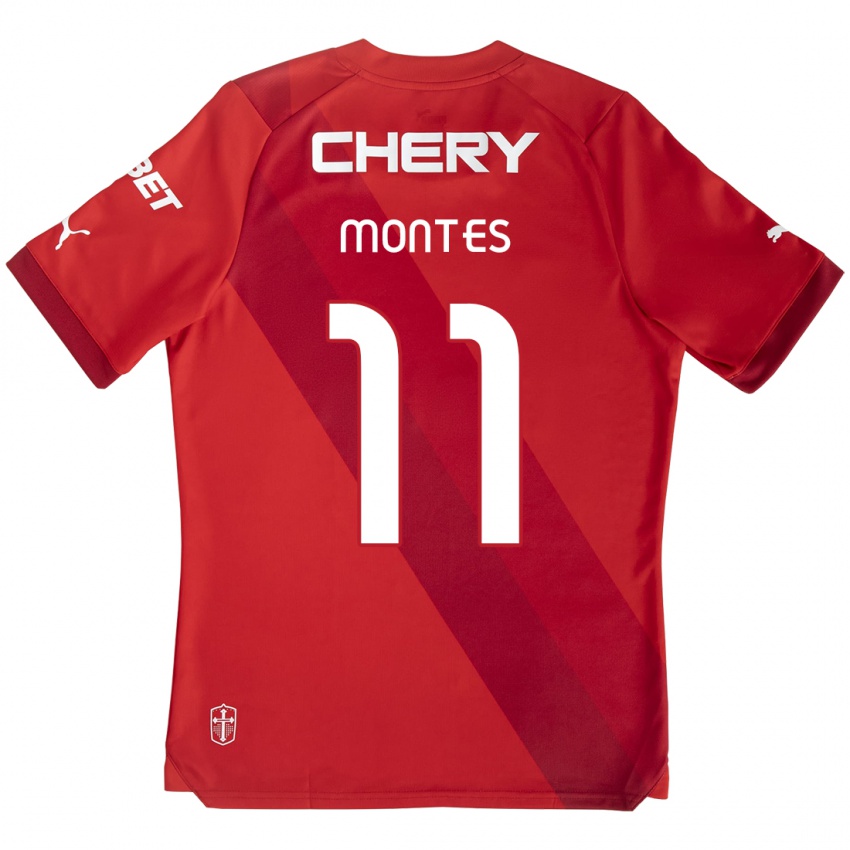 Kinder Clemente Montes #11 Rot-Weiss Auswärtstrikot Trikot 2024/25 T-Shirt Schweiz