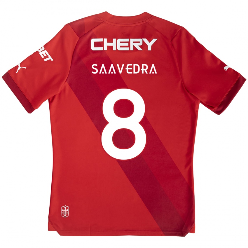 Enfant Maillot Ignacio Saavedra #8 Rouge Blanc Tenues Extérieur 2024/25 T-Shirt Suisse