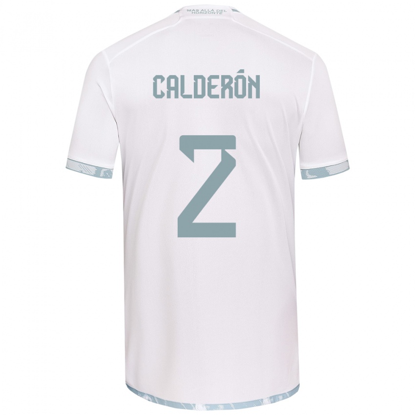 Enfant Maillot Franco Calderón #2 Blanc Gris Tenues Extérieur 2024/25 T-Shirt Suisse