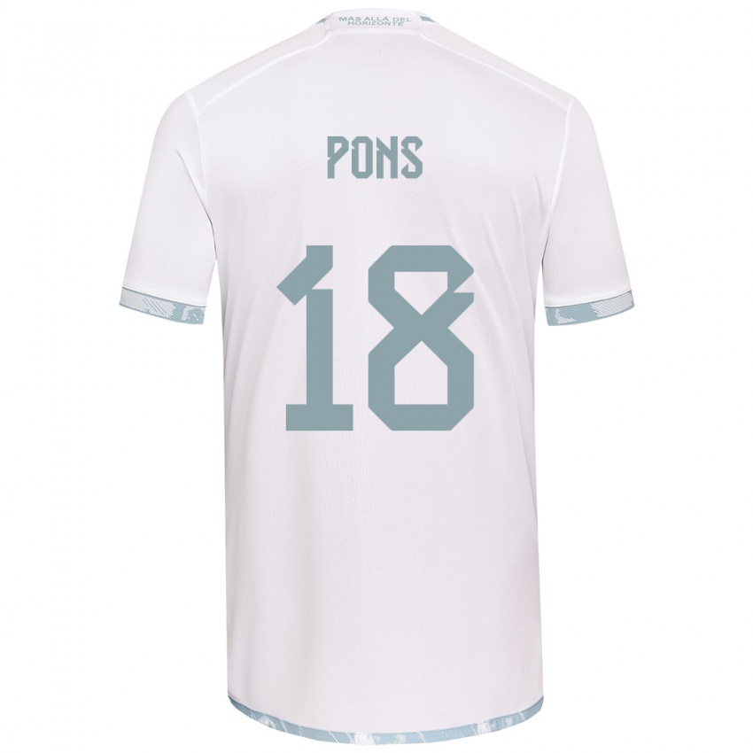 Enfant Maillot Luciano Pons #18 Blanc Gris Tenues Extérieur 2024/25 T-Shirt Suisse