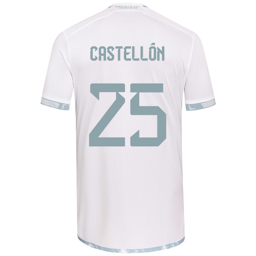 Enfant Maillot Gabriel Castellón #25 Blanc Gris Tenues Extérieur 2024/25 T-Shirt Suisse