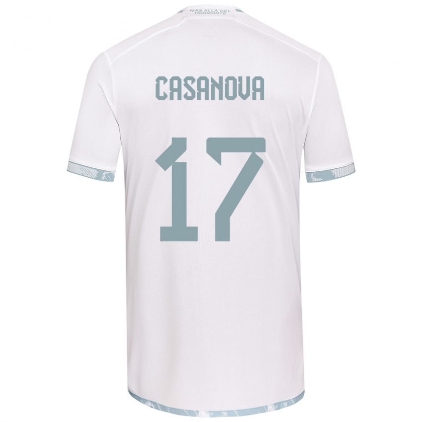 Kinder Luis Casanova #17 Weiß Grau Auswärtstrikot Trikot 2024/25 T-Shirt Schweiz