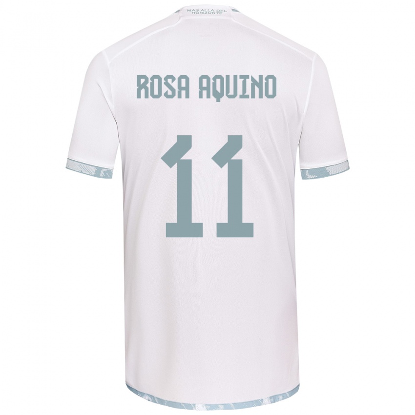 Enfant Maillot Rosa Aquino #11 Blanc Gris Tenues Extérieur 2024/25 T-Shirt Suisse