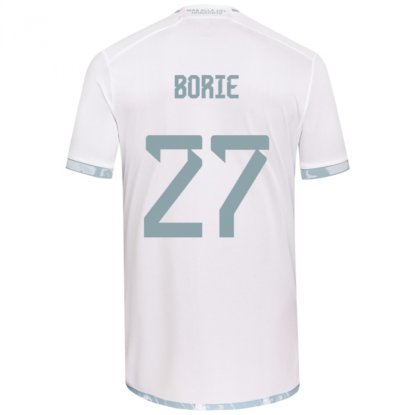 Enfant Maillot Emilie Borie #27 Blanc Gris Tenues Extérieur 2024/25 T-Shirt Suisse