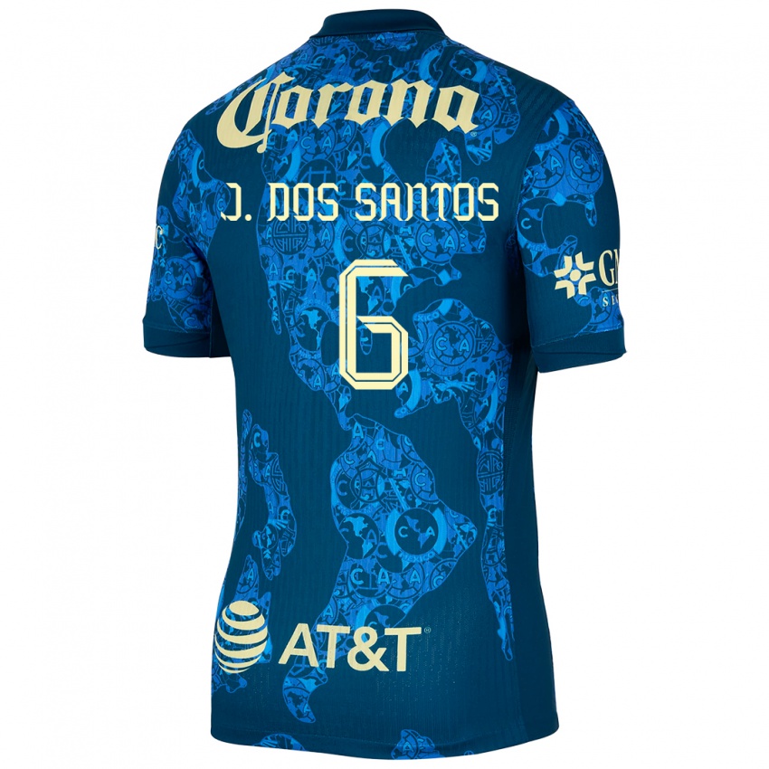 Enfant Maillot Jonathan Dos Santos #6 Bleu Jaune Tenues Extérieur 2024/25 T-Shirt Suisse