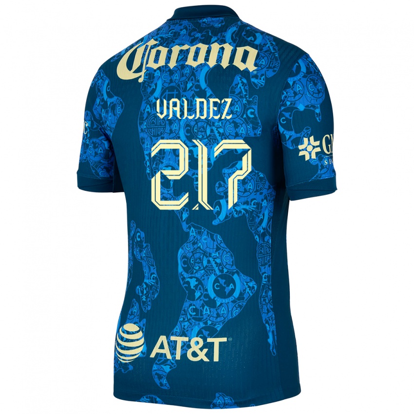 Enfant Maillot Víctor Valdez #217 Bleu Jaune Tenues Extérieur 2024/25 T-Shirt Suisse