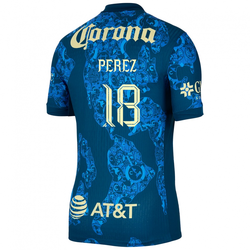 Kinder Amanda Perez #18 Blau Gelb Auswärtstrikot Trikot 2024/25 T-Shirt Schweiz