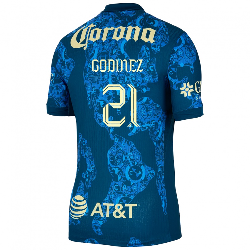 Kinder Alexandra Godinez #21 Blau Gelb Auswärtstrikot Trikot 2024/25 T-Shirt Schweiz