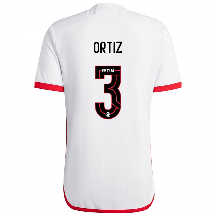 Kinder Léo Ortiz #3 Weiß Rot Auswärtstrikot Trikot 2024/25 T-Shirt Schweiz