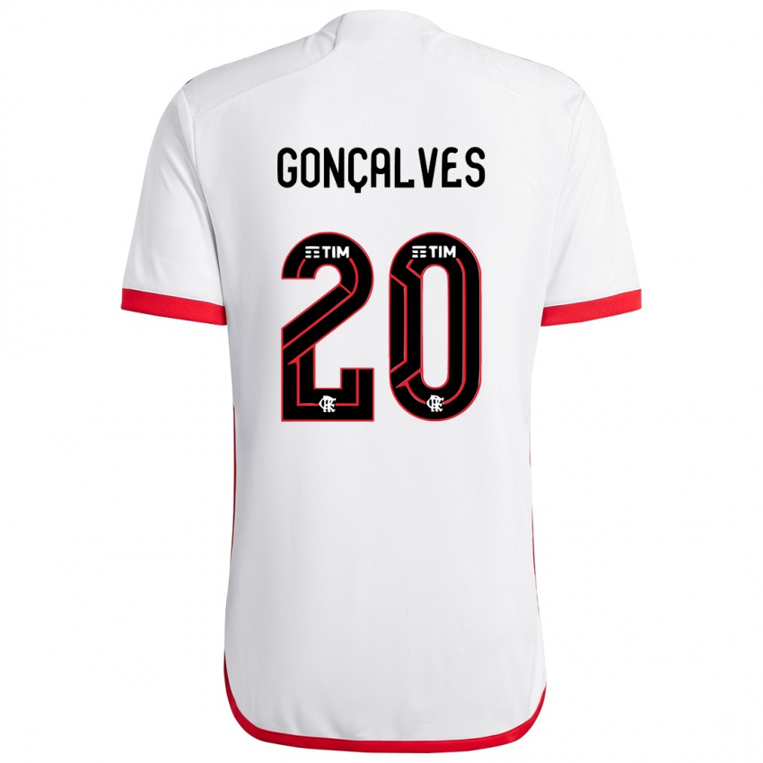 Kinder Matheus Gonçalves #20 Weiß Rot Auswärtstrikot Trikot 2024/25 T-Shirt Schweiz