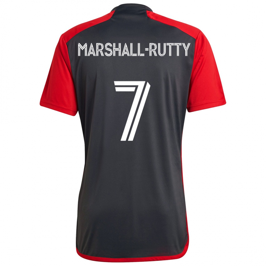 Homme Maillot Jahkeele Marshall-Rutty #7 Rouge Gris Tenues Domicile 2024/25 T-Shirt Suisse