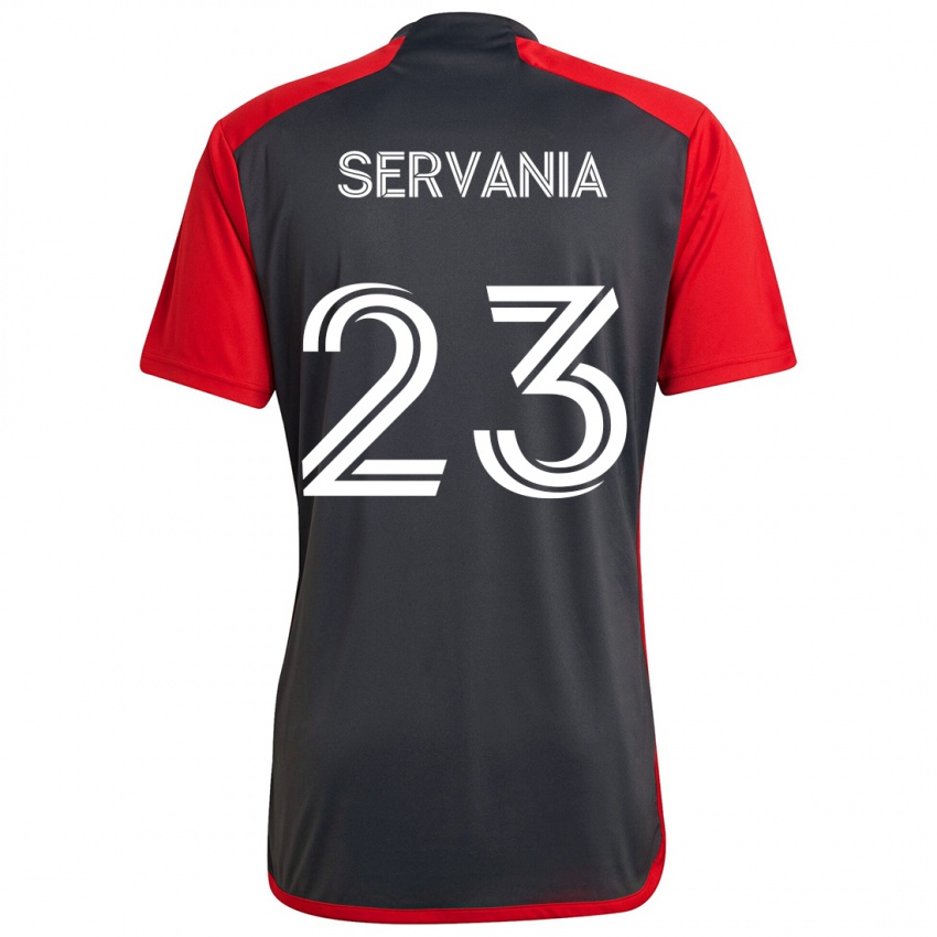 Herren Brandon Servania #23 Grau Rot Heimtrikot Trikot 2024/25 T-Shirt Schweiz