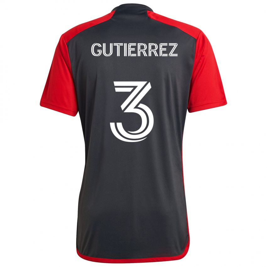 Homme Maillot Cristián Gutiérrez #3 Rouge Gris Tenues Domicile 2024/25 T-Shirt Suisse