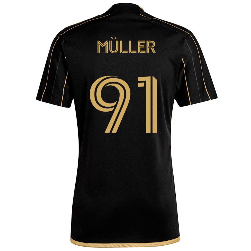 Herren Luis Müller #91 Schwarzes Gold Heimtrikot Trikot 2024/25 T-Shirt Schweiz