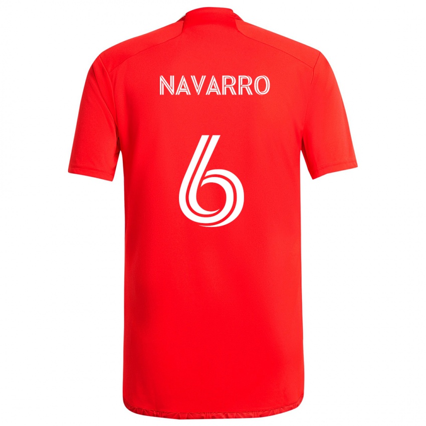 Homme Maillot Miguel Navarro #6 Rouge Blanc Tenues Domicile 2024/25 T-Shirt Suisse