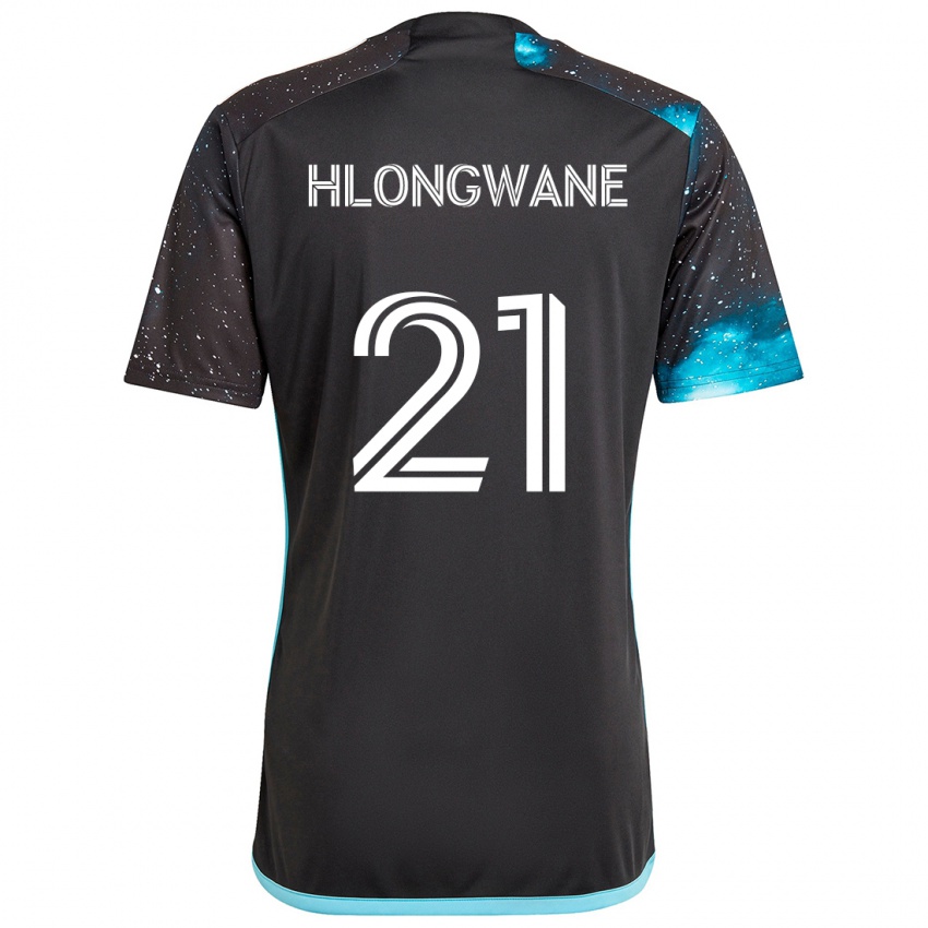 Homme Maillot Bongokuhle Hlongwane #21 Noir Bleu Tenues Domicile 2024/25 T-Shirt Suisse