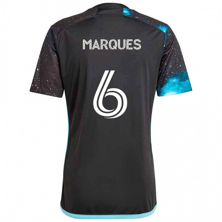 Homme Maillot Mikael Marqués #6 Noir Bleu Tenues Domicile 2024/25 T-Shirt Suisse