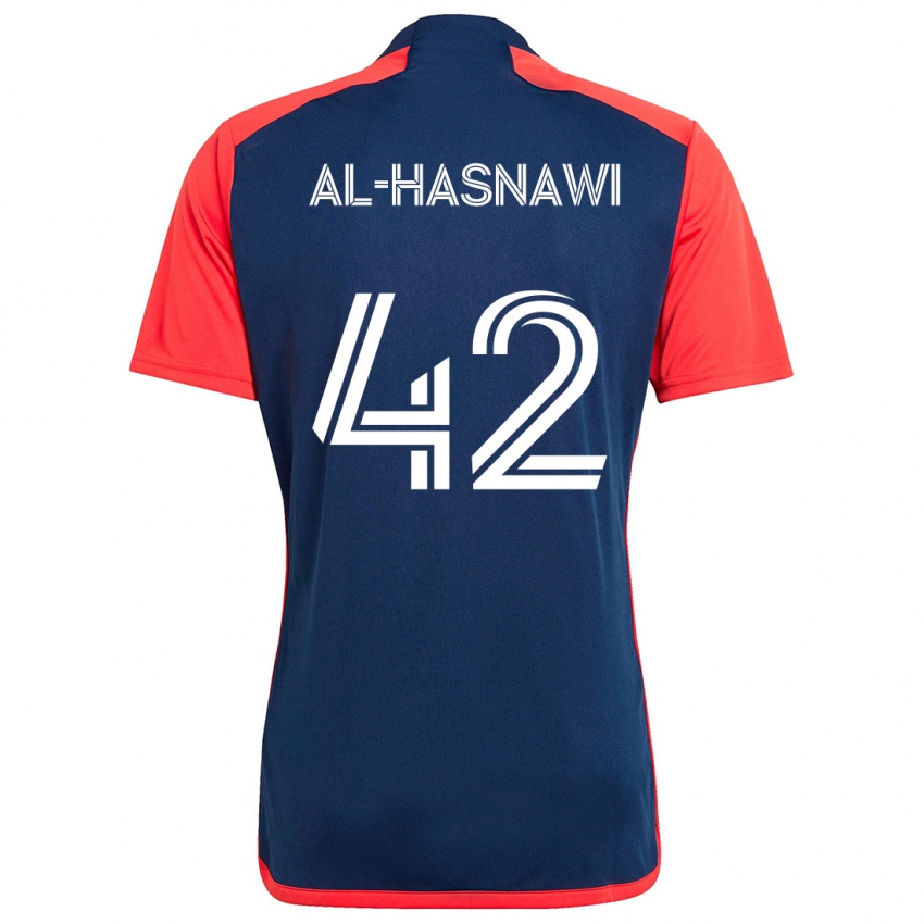 Homme Maillot Moshtaba Al-Hasnawi #42 Bleu Rouge Tenues Domicile 2024/25 T-Shirt Suisse