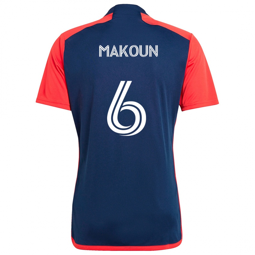 Homme Maillot Christian Makoun #6 Bleu Rouge Tenues Domicile 2024/25 T-Shirt Suisse