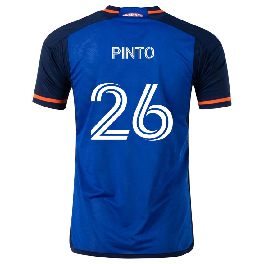 Homme Maillot Malik Pinto #26 Bleu Blanc Tenues Domicile 2024/25 T-Shirt Suisse