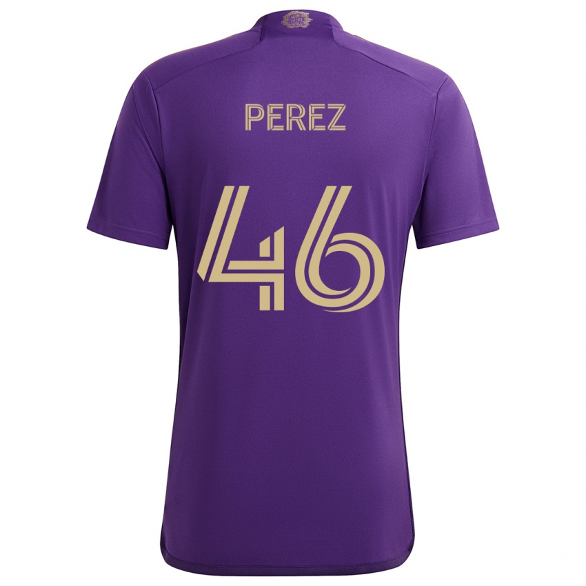 Homme Maillot Franco Pérez #46 Violet Jaune Tenues Domicile 2024/25 T-Shirt Suisse