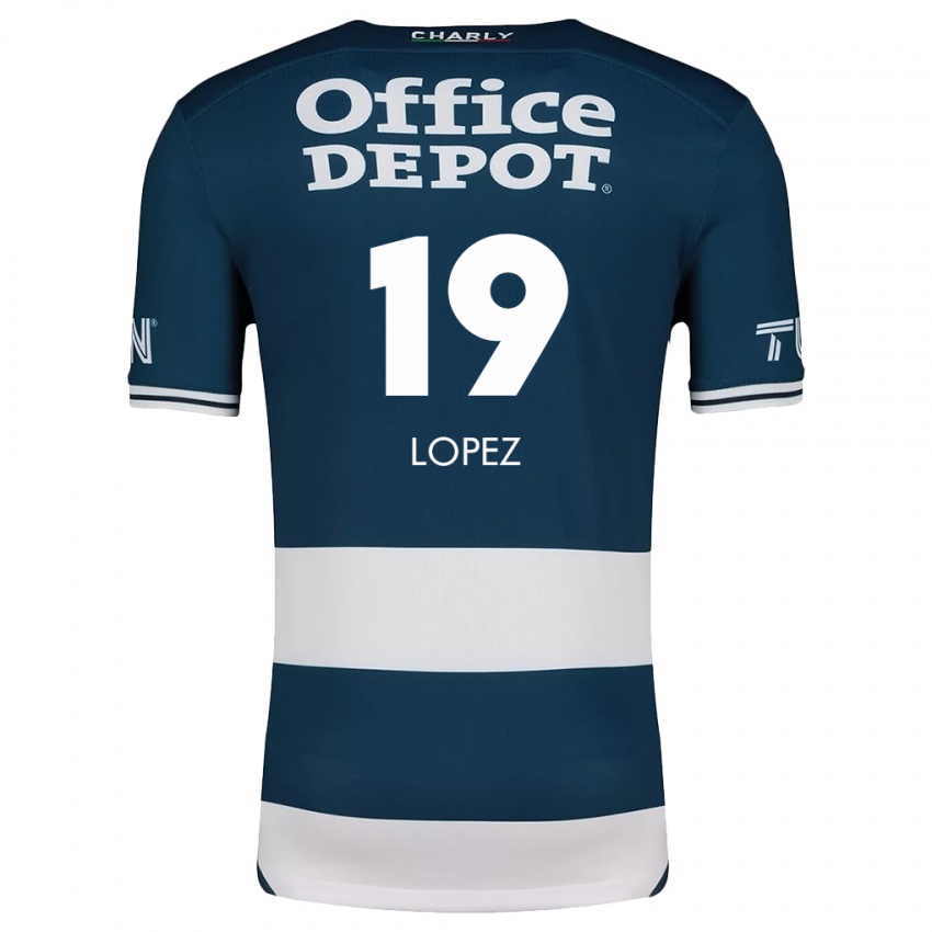 Homme Maillot Javier Eduardo López #19 Bleu Blanc Tenues Domicile 2024/25 T-Shirt Suisse