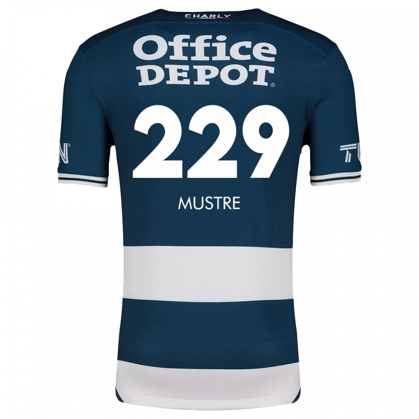 Homme Maillot Eduardo Mustre #229 Bleu Blanc Tenues Domicile 2024/25 T-Shirt Suisse