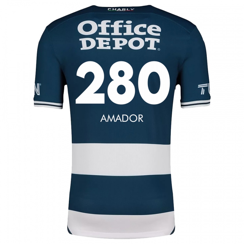 Homme Maillot Santiago Amador #280 Bleu Blanc Tenues Domicile 2024/25 T-Shirt Suisse