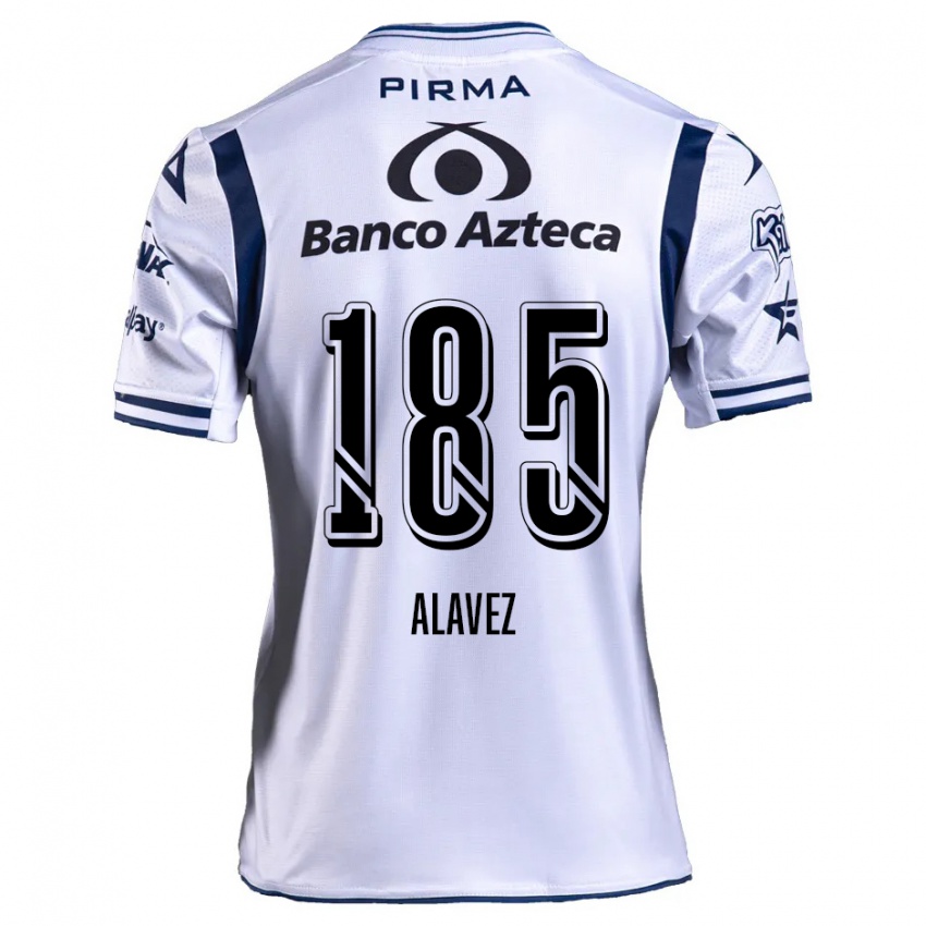 Homme Maillot Brian Alavez #185 Blanc Bleu Marine Tenues Domicile 2024/25 T-Shirt Suisse