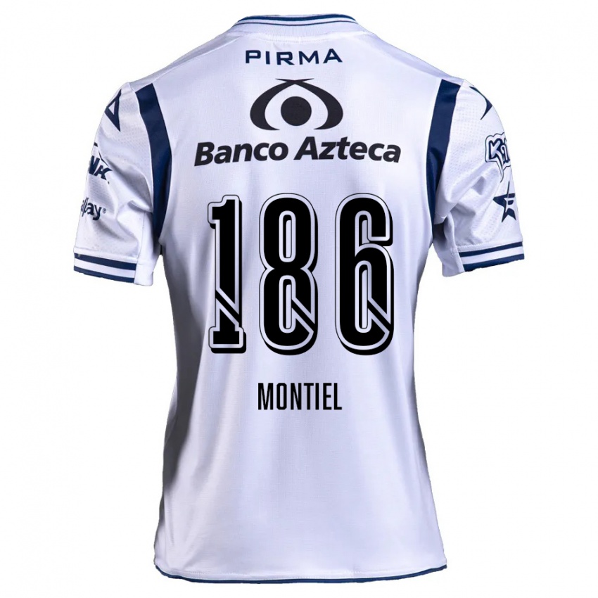 Homme Maillot Santiago Montiel #186 Blanc Bleu Marine Tenues Domicile 2024/25 T-Shirt Suisse