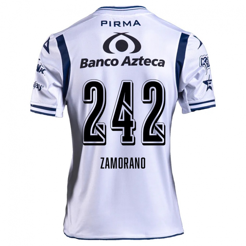 Homme Maillot Leonardo Zamorano #242 Blanc Bleu Marine Tenues Domicile 2024/25 T-Shirt Suisse