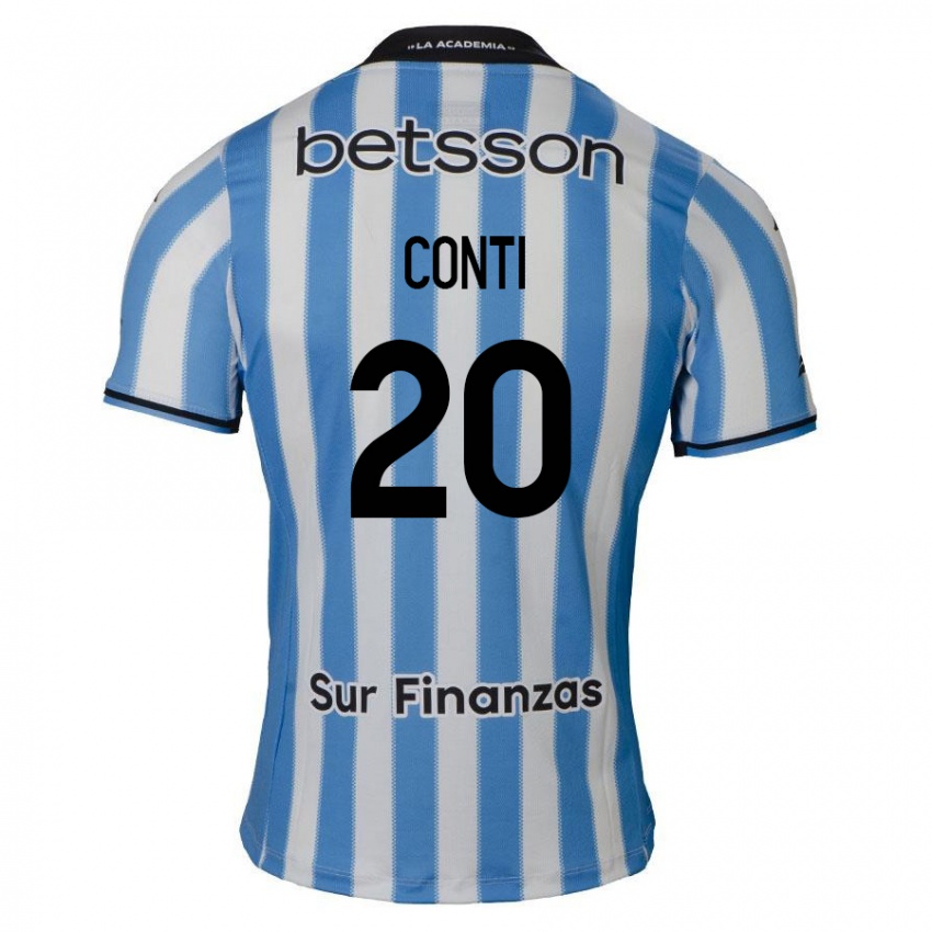 Homme Maillot Germán Conti #20 Bleu Blanc Noir Tenues Domicile 2024/25 T-Shirt Suisse