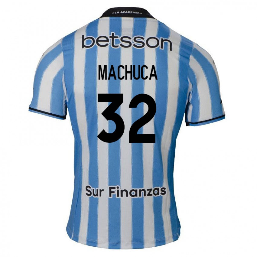 Homme Maillot Elias Machuca #32 Bleu Blanc Noir Tenues Domicile 2024/25 T-Shirt Suisse