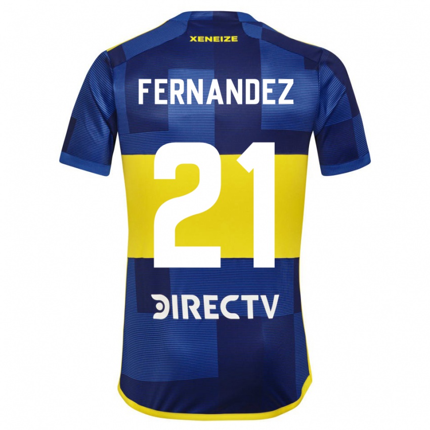 Homme Maillot Ezequiel Fernandez #21 Bleu Jaune Tenues Domicile 2024/25 T-Shirt Suisse