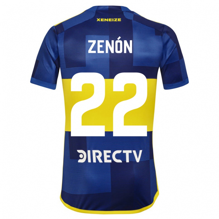 Homme Maillot Kevin Zenón #22 Bleu Jaune Tenues Domicile 2024/25 T-Shirt Suisse