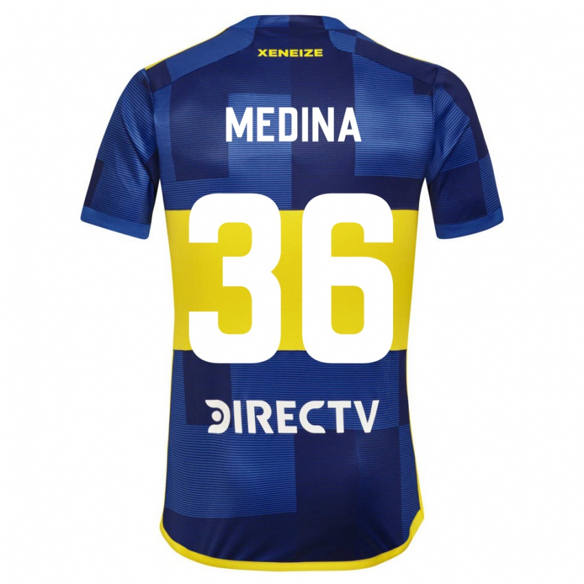 Homme Maillot Cristian Medina #36 Bleu Jaune Tenues Domicile 2024/25 T-Shirt Suisse